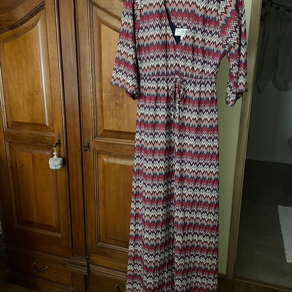 Nikki Poulos Chevron Maxi Dress SZ S - Picture 1 of 6